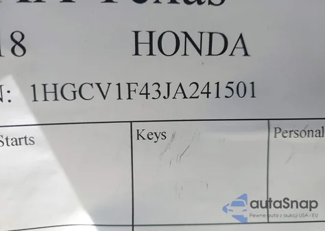 2018 Honda Accord Ex from USA, damaged, VIN 1HGCV1F43JA241501